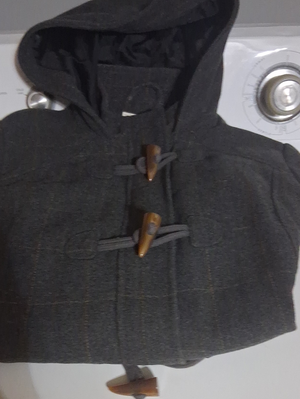 Merona Women's Dark Gray Hooded Toggle Pea Coat